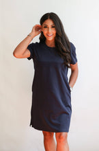Load image into Gallery viewer, Breastfeeding Invisible Zipper T-Shirt Dress: X-Large / Navy