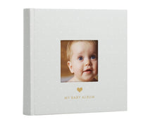 Load image into Gallery viewer, Baby Photo Album with Journal Pages- Gray Polka Dots