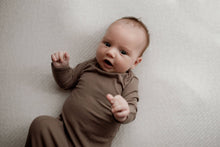 Load image into Gallery viewer, Coco Brown Ribbed Knotted Gown