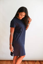 Load image into Gallery viewer, Breastfeeding Invisible Zipper T-Shirt Dress: X-Large / Navy