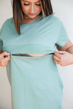 Load image into Gallery viewer, Breastfeeding Invisible Zipper T-Shirt Dress: Medium / Navy