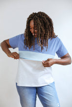 Load image into Gallery viewer, Full Zip Breastfeeding Tee: Egg Blue/Heather Gray