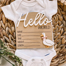Load image into Gallery viewer, Hello World Birth Stat Sign - Goose with Bow