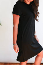 Load image into Gallery viewer, Breastfeeding Invisible Zipper T-Shirt Dress: Large / Navy