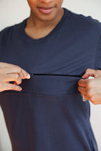 Load image into Gallery viewer, Breastfeeding Invisible Zipper T-Shirt Dress: X-Large / Navy