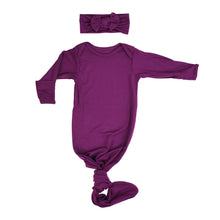 Load image into Gallery viewer, Plum Purple Knotted Gown & Bow