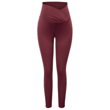 Load image into Gallery viewer, Cross Panel Leggings- BURGUNDY