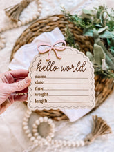 Load image into Gallery viewer, Hello World Birth Sign- Dainty Bow: Blush