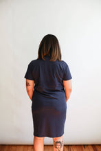Load image into Gallery viewer, Breastfeeding Invisible Zipper T-Shirt Dress: Small / Navy