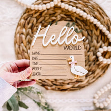 Load image into Gallery viewer, Hello World Birth Stat Sign - Goose with Bow