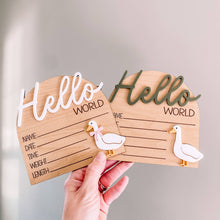 Load image into Gallery viewer, Hello World Birth Stat Sign - Goose with Bow