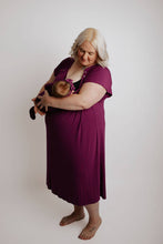 Load image into Gallery viewer, Plum Purple Knotted Gown & Bow