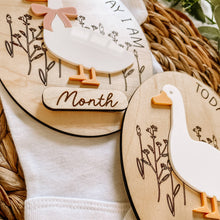 Load image into Gallery viewer, Goose Monthly Milestone Dry Erase Sign: Goose with Bow