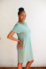 Load image into Gallery viewer, Breastfeeding Invisible Zipper T-Shirt Dress: Large / Navy