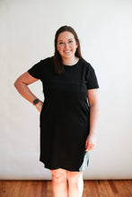 Load image into Gallery viewer, Breastfeeding Invisible Zipper T-Shirt Dress: Large / Navy