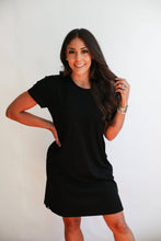 Load image into Gallery viewer, Breastfeeding Invisible Zipper T-Shirt Dress: Large / Navy