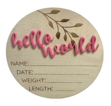 Load image into Gallery viewer, Classic Birth Disc- Pink Letters