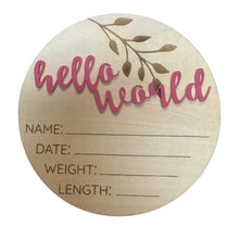 Load image into Gallery viewer, Classic Birth Disc- Pink Letters
