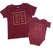 Load image into Gallery viewer, "BIG SIS" Shirts & “Lil Sis” OnesIes (Plum/ Gold Lettering)