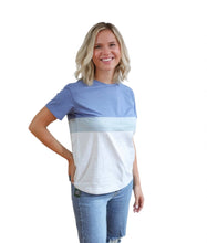 Load image into Gallery viewer, Full Zip Breastfeeding Tee: Egg Blue/Heather Gray