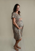Load image into Gallery viewer, Leopard Maternity Labor & Delivery/ Nursing Gown