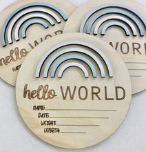 Load image into Gallery viewer, Hello World Blue Rainbow Sign