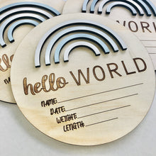 Load image into Gallery viewer, Hello World Blue Rainbow Sign