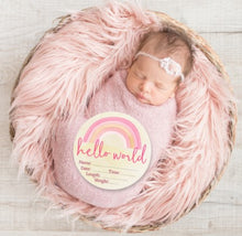Load image into Gallery viewer, Hello World Pink Rainbow Sign