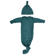 Load image into Gallery viewer, Forest Green Ribbed Knotted Gown & Hat