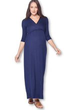 Load image into Gallery viewer, Navy Blue- 3/4 Sleeve Maxi Dress
