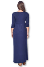 Load image into Gallery viewer, Navy Blue- 3/4 Sleeve Maxi Dress