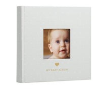 Load image into Gallery viewer, Baby Photo Album with Journal Pages- Gray Polka Dots
