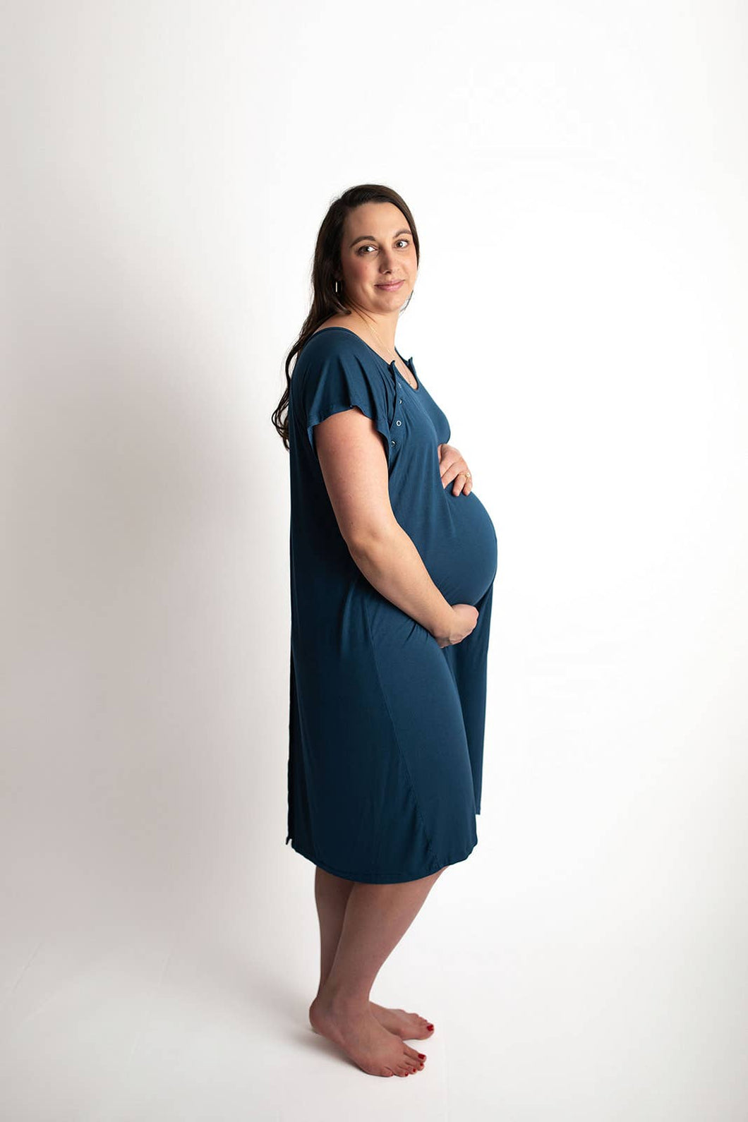 Navy Blue Maternity Labor & Delivery Gown