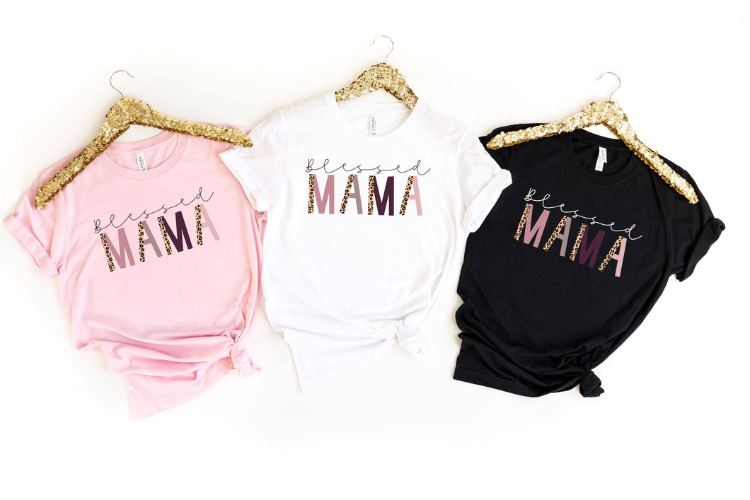 Blessed Mama Shirt, Blessed Mama Leopard Shirt, Mom Shirt: Heather Mauve / Unisex Adult Xlarge