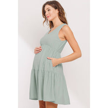 Load image into Gallery viewer, Swiss Dot Ruffle Hem Maternity Dress: Sage
