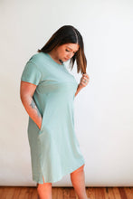 Load image into Gallery viewer, Breastfeeding Invisible Zipper T-Shirt Dress: Medium / Navy
