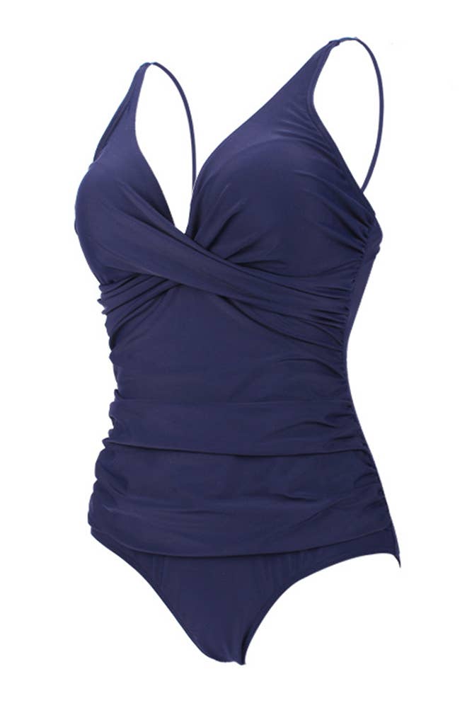 Rushed One Piece Swimsuit- Navy Blue