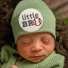 Load image into Gallery viewer, BASEBALL Little BRO Sage Green Newborn Boy Hospital Hat
