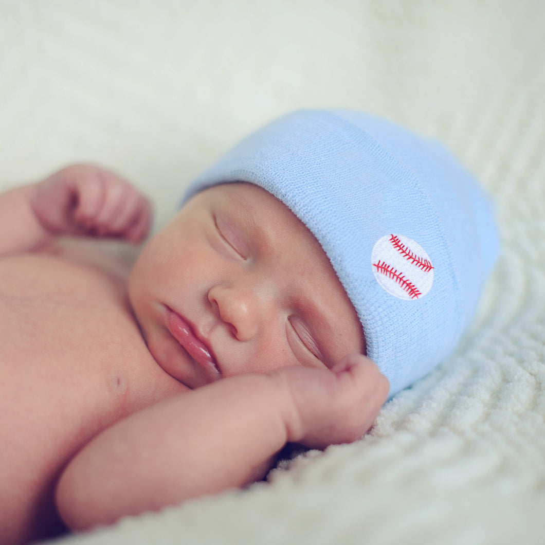 Blue BASEBALL Patch Newborn Hospital Hat