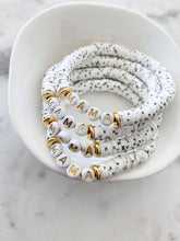 Load image into Gallery viewer, Heishi Color Pop Bracelet &quot;Dalmatian(Mama)&quot;: 7 inch / Gold &amp; White
