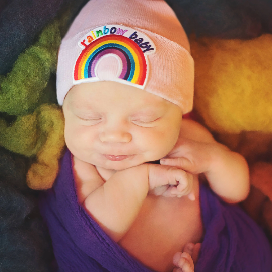 Rainbow Baby Hospital Hat- PINK