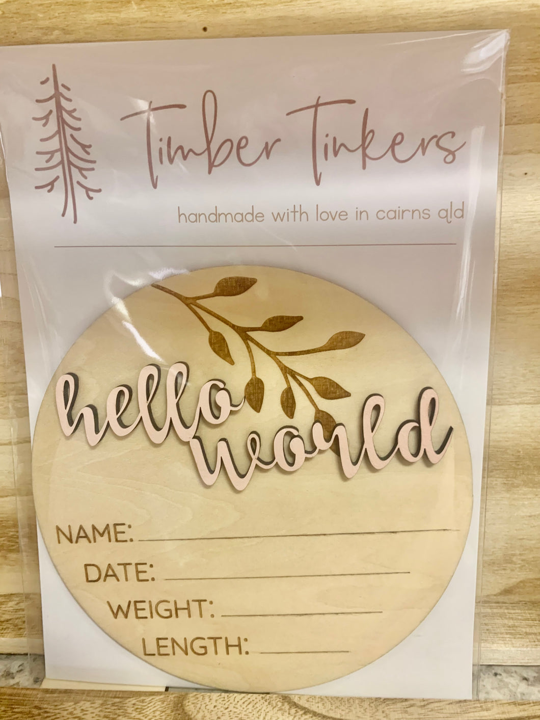 3D Hello World Sign- Blush