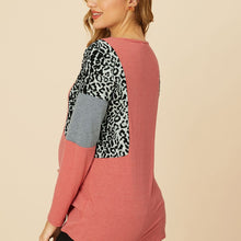 Load image into Gallery viewer, Coral/Leopard Long Sleeve Nursing Top
