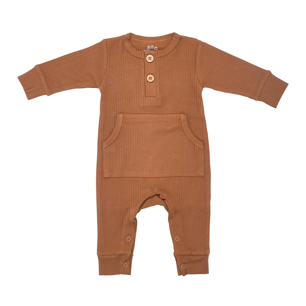 Clay Ribbed Playsuit- 0/3m