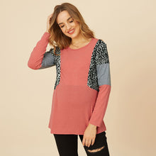 Load image into Gallery viewer, Coral/Leopard Long Sleeve Nursing Top
