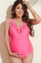 Load image into Gallery viewer, Hot Pink Frill Trimmed Swimsuit
