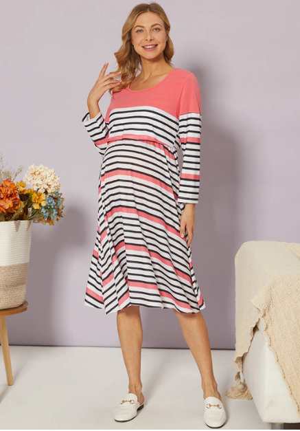 pink and white striped maternity dress Buy Pink/Burgundy Stripe Maternity Square Neck Knitted Dress from Next USA