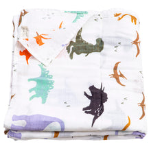 Load image into Gallery viewer, Muslin Swaddle Blanket : Dinosaurs
