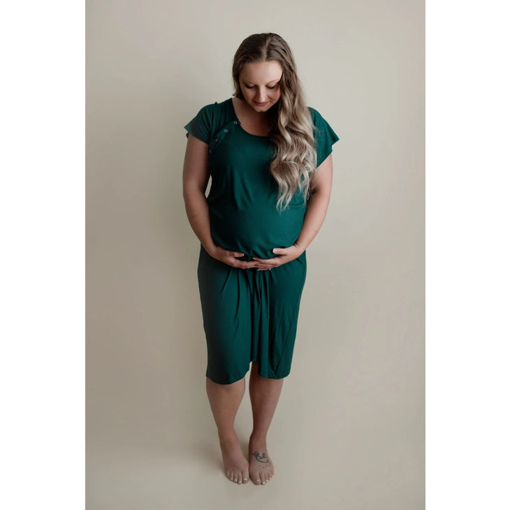Forest Green Maternity Labor & Delivery/ Nursing Gown