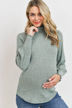 Load image into Gallery viewer, Mint Brushed Ribbed Maternity Mock Neck
